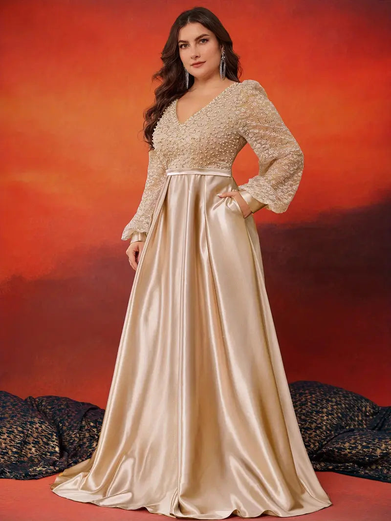 Scarlet Elegance Plus Gown