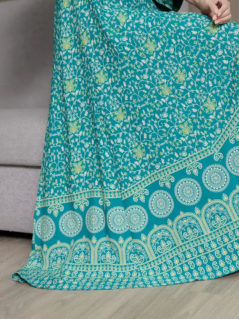 Boho Paisley Maxi Dress – Multicolor Ethnic Print, Flowy & Elegant
