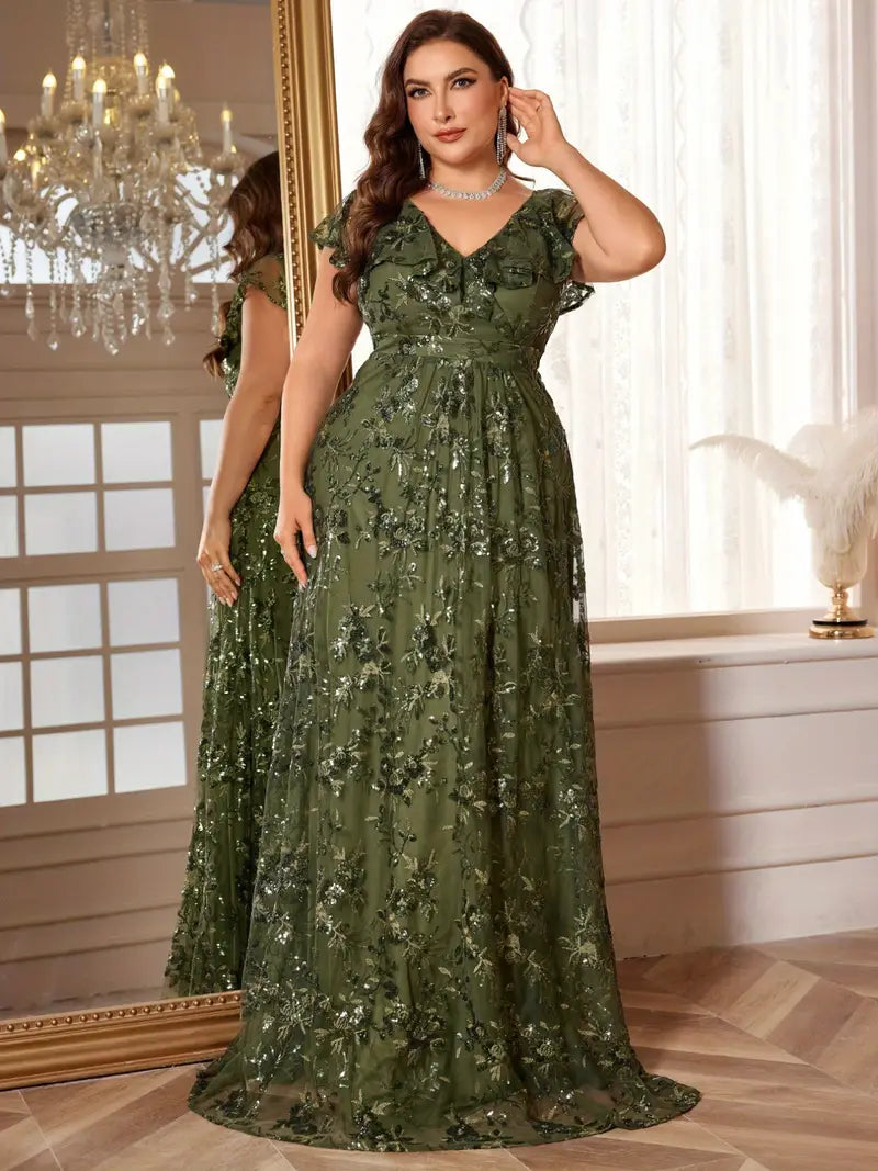 Scarlet Elegance Plus Gown