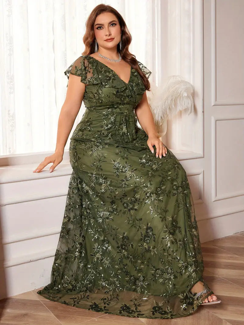Scarlet Elegance Plus Gown