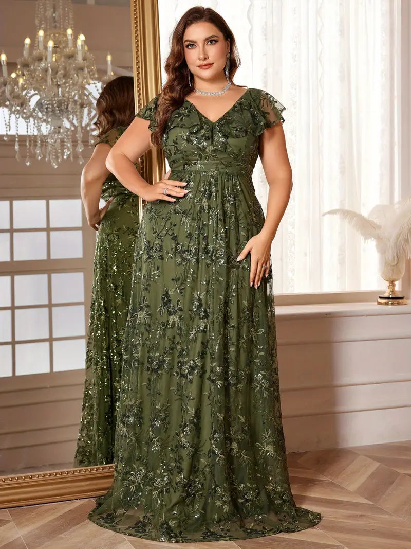 Scarlet Elegance Plus Gown