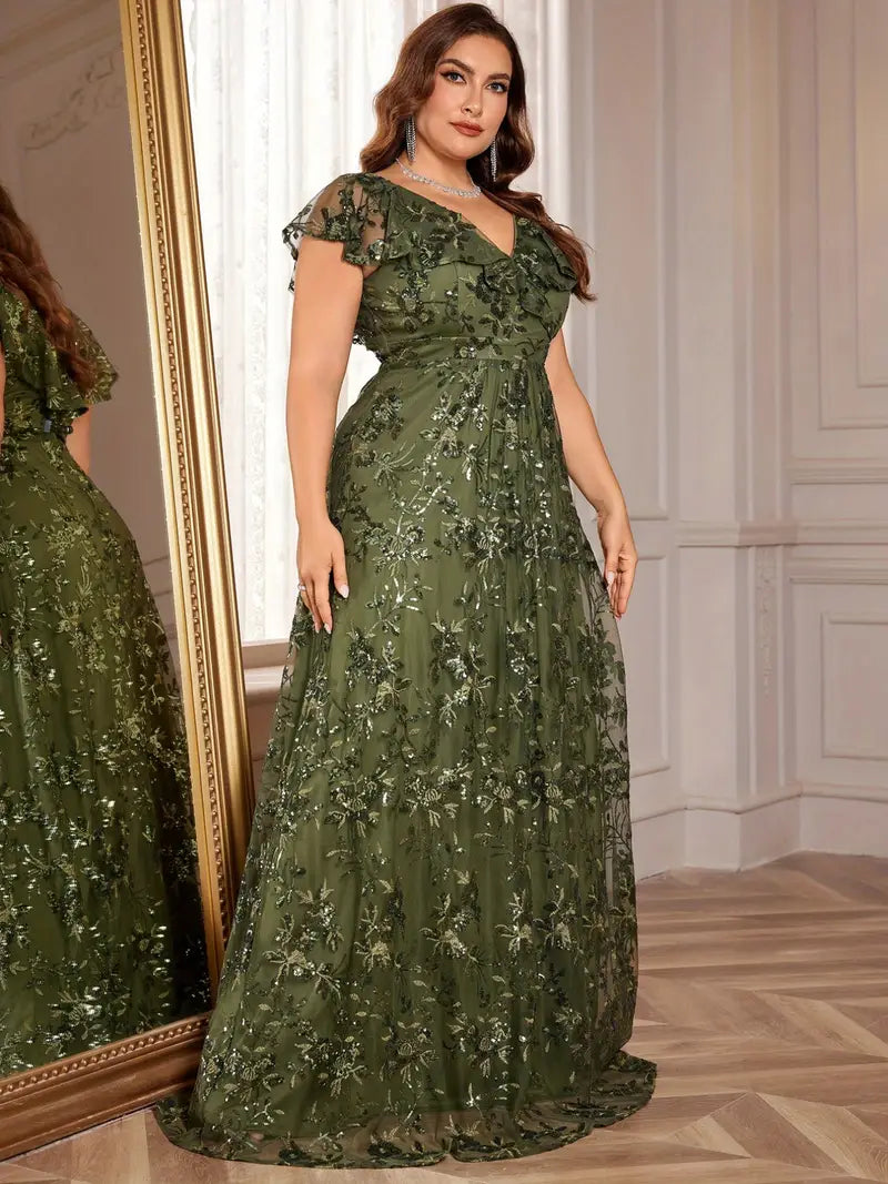 Scarlet Elegance Plus Gown