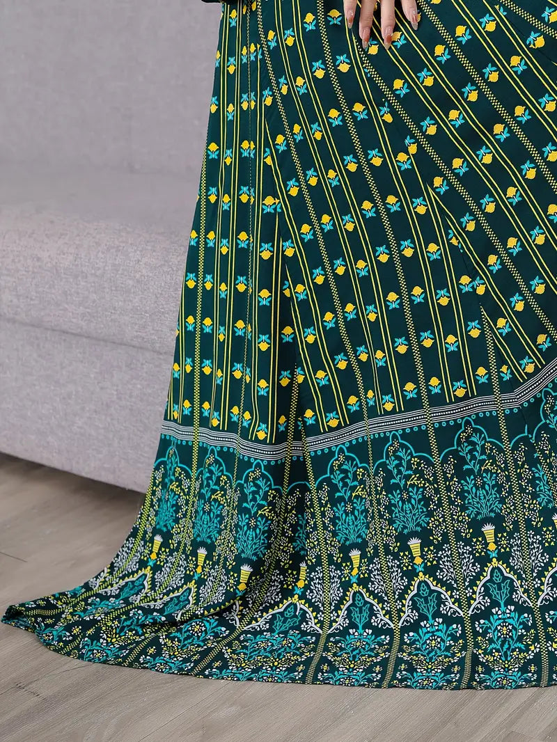 Boho Paisley Maxi Dress – Multicolor Ethnic Print, Flowy & Elegant