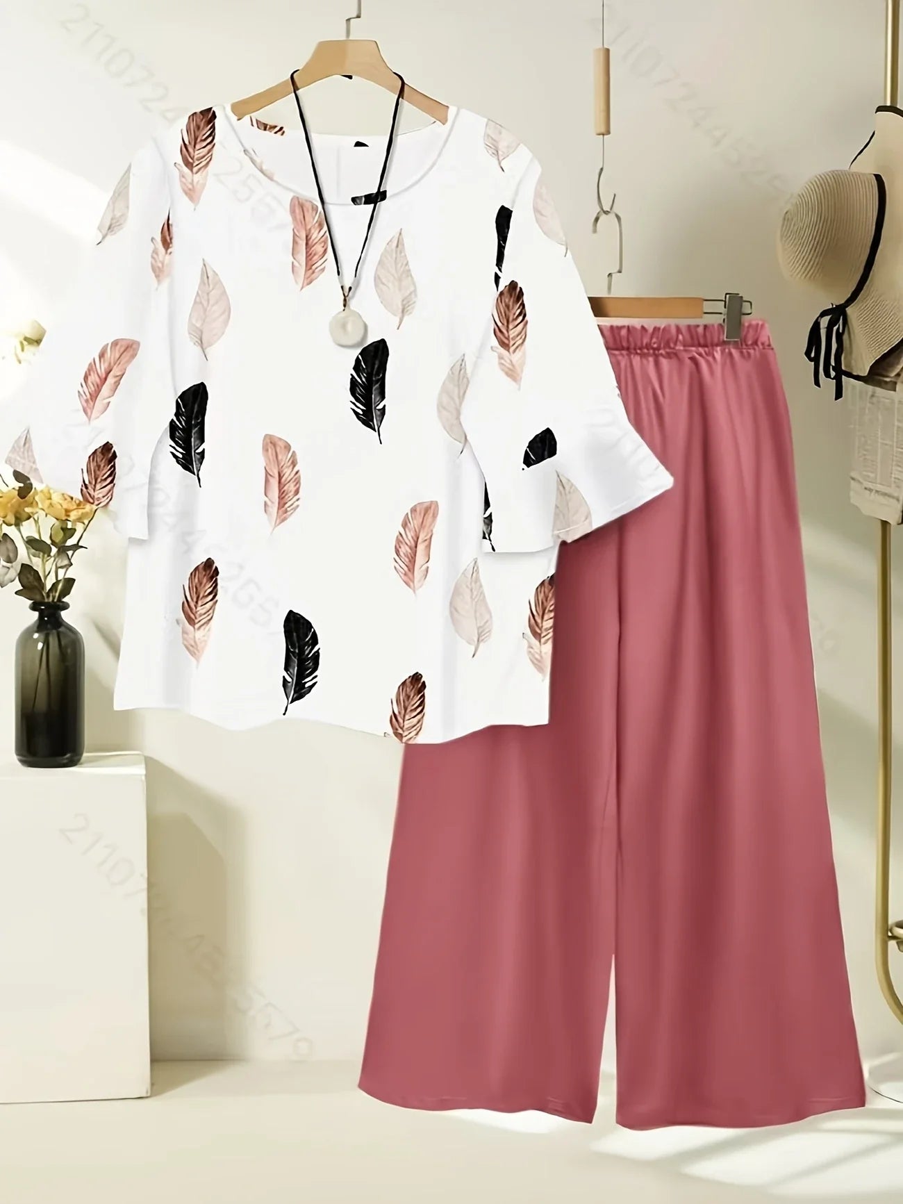 Comfort Chic: Plus-Size Shirt & Pants Set