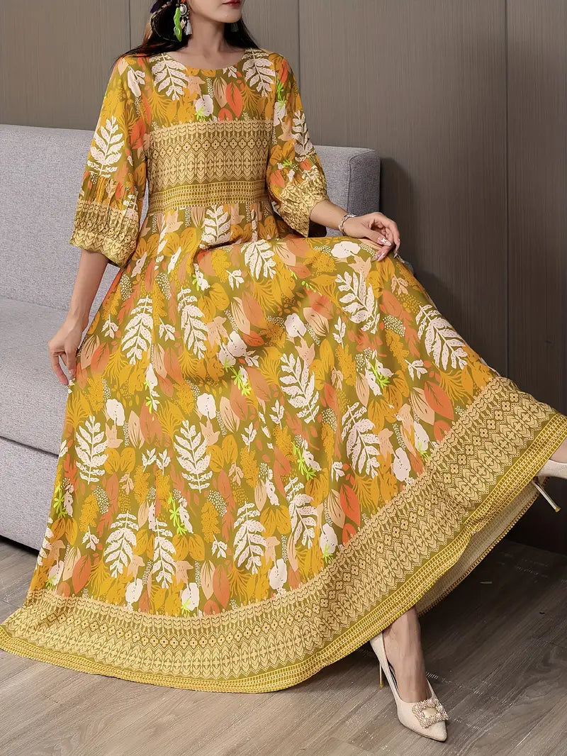 Boho Paisley Maxi Dress – Multicolor Ethnic Print, Flowy & Elegant