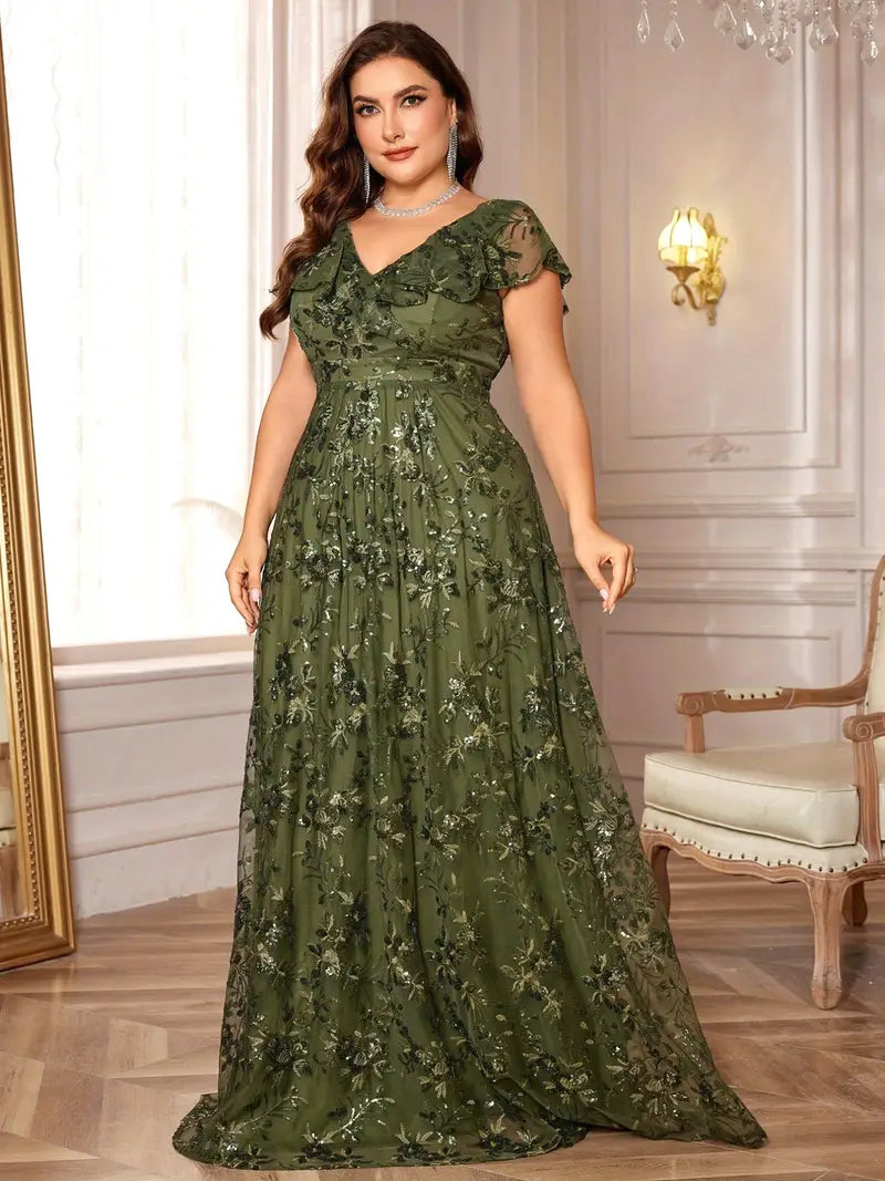 Scarlet Elegance Plus Gown